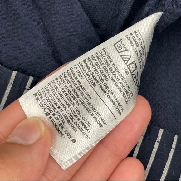 Banana Republic Dress Navy Blue Stripes Off-the-Shoulder XS - Picture 8 of 8